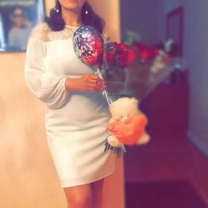 Sexy white dress with long sleeves